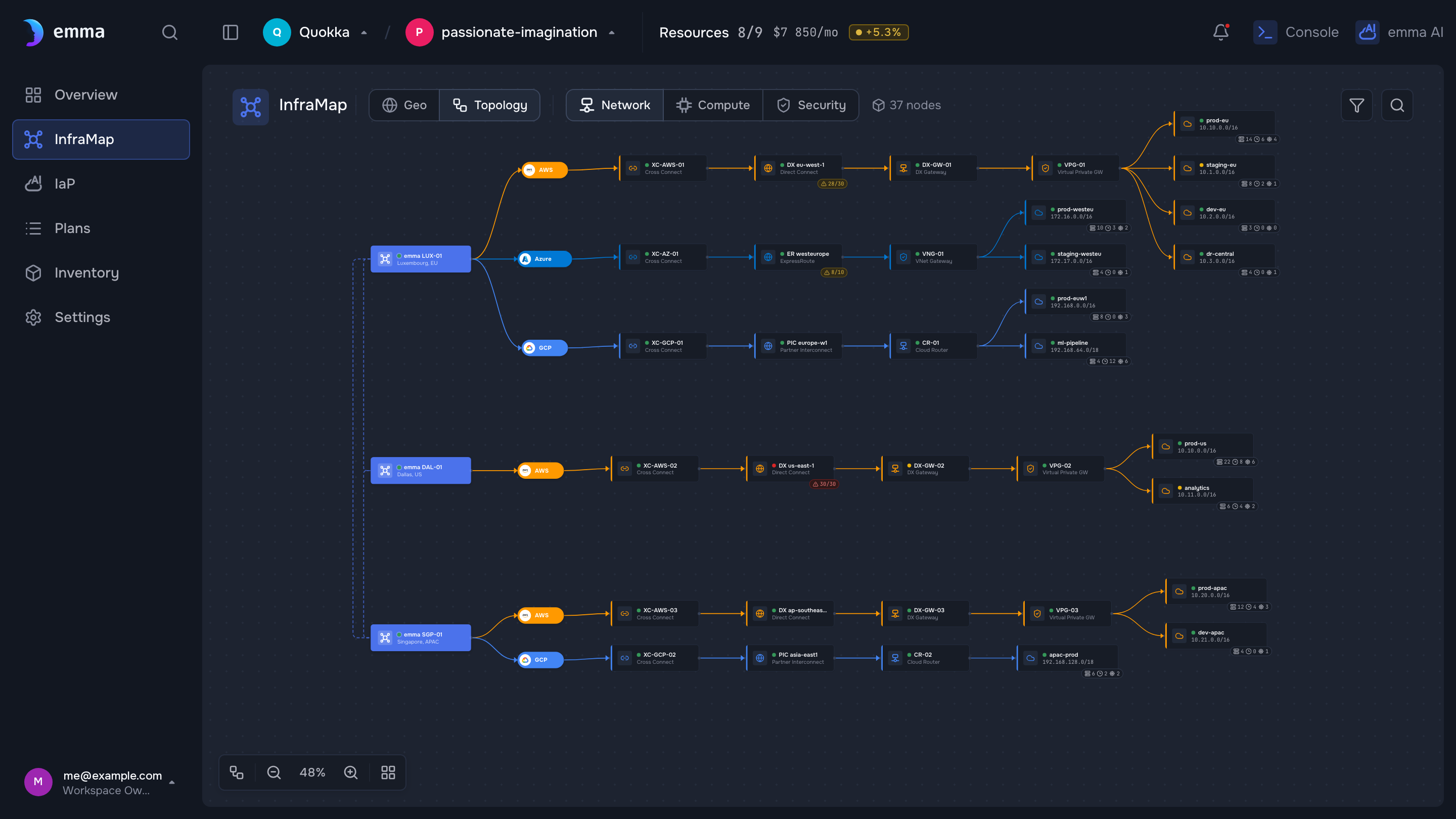The new VM on the InfraMap diagram, alongside the rest of your infrastructure