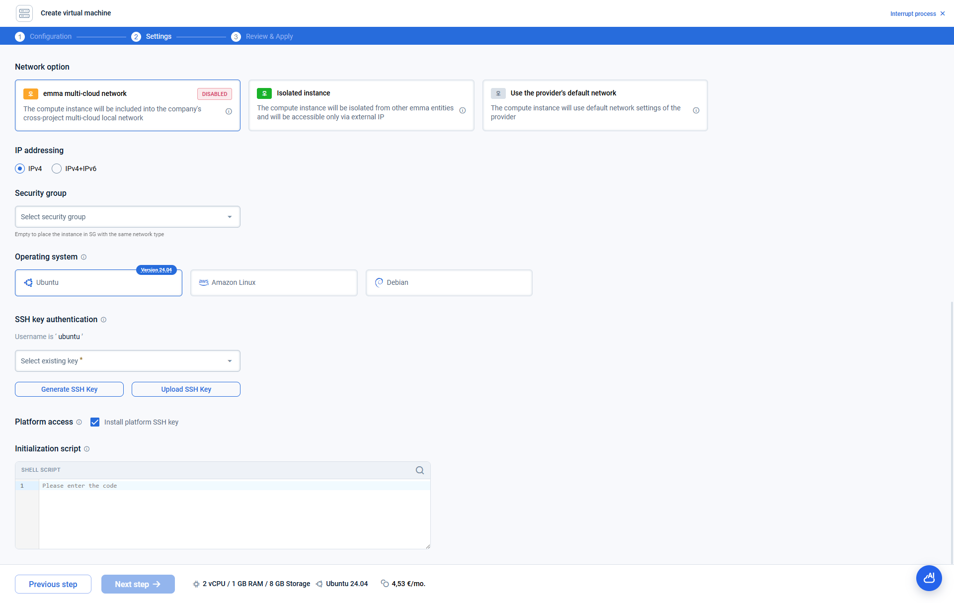 Step 2. Settings