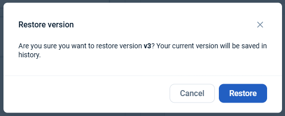 Restore version confirmation